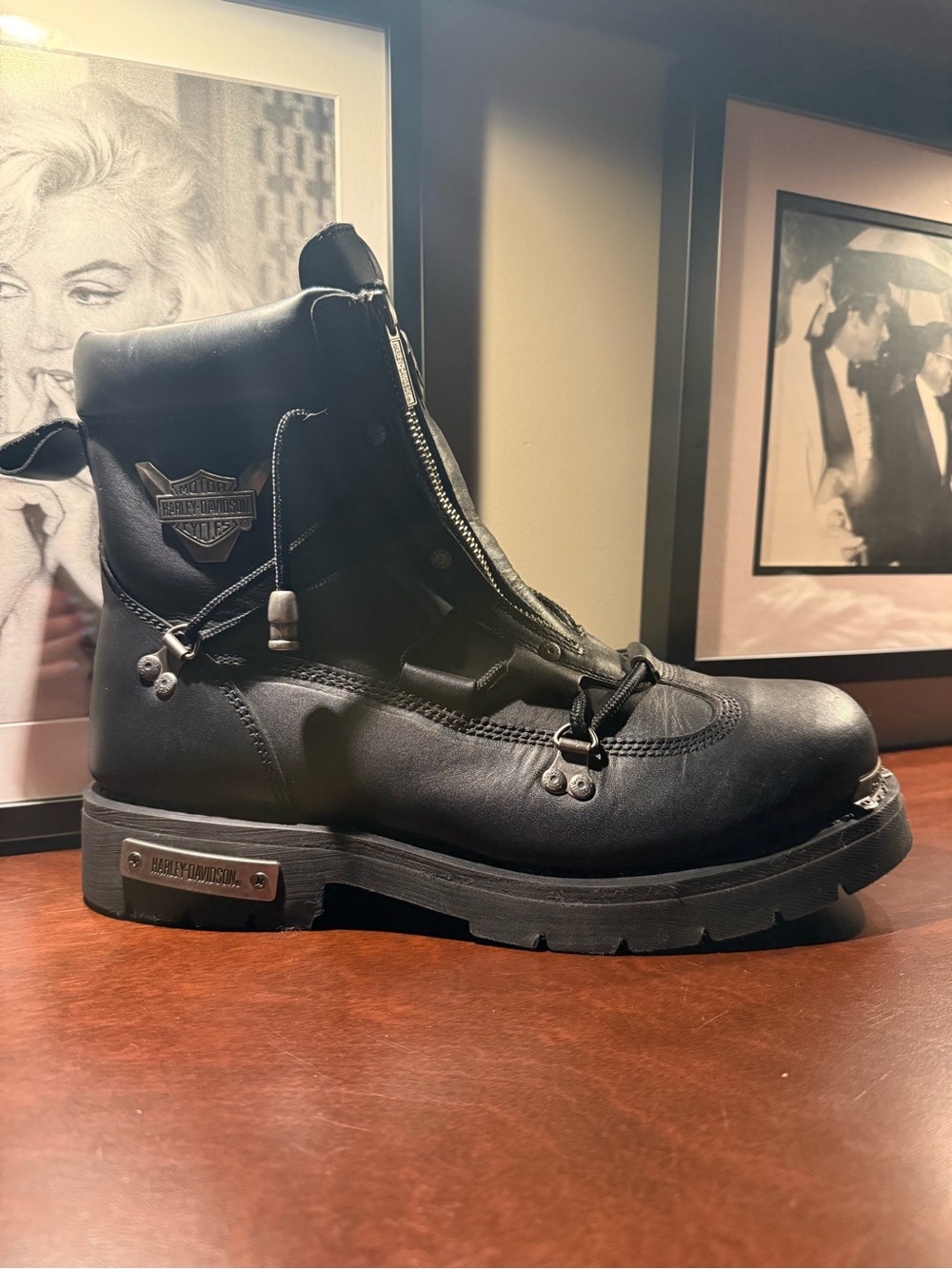 HARLEY DAVIDSON MEN'S BRAKE LIGHT MOTORCYCLE BOOTS - ROUND TOE  - Size 12M